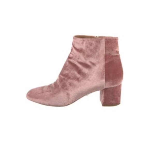 Aquazzura So Me Light Pink Velvet Ankle Boot Size 9 Bootie Heels 2 Inch Pastel - Picture 11 of 11